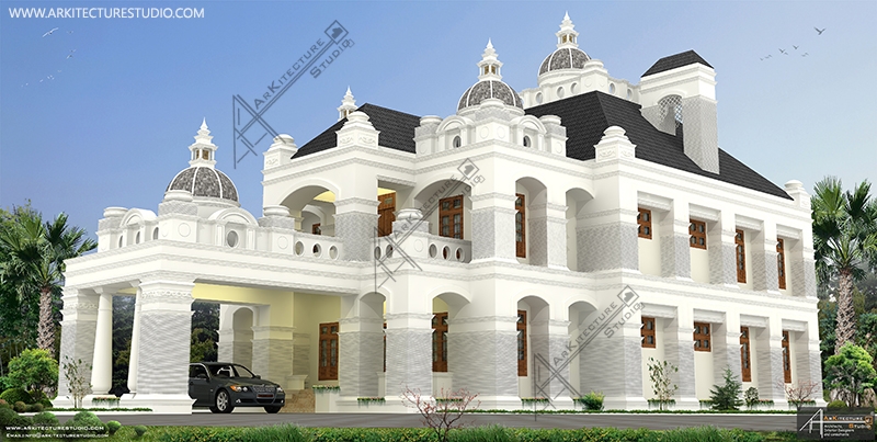 colonial home plan, 5 bhk house, biggest house design, khd, luxury exterior, doom house, kerala homes, Bungalow design