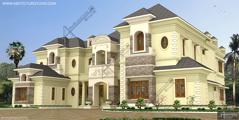kerala architecture, colonial house plan, 6 bhk house, biggest house design, khd, luxury exterior, doom house, kerala homes, Bungalow design