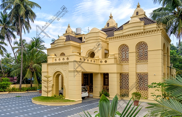 arabic style home design, luxury kerala house plan, colonial kerala architecture, top architect in kerala