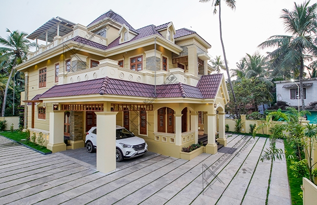 colonial house, leading kerala architect, khd, 5bhks house, kerala architect, indian house plan, house plan