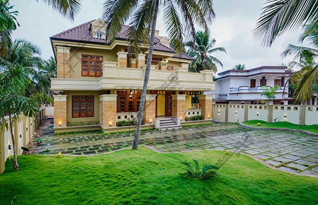 modern traditional kerala house, arabic style home design, luxury kerala house plan, colonial kerala architecture,