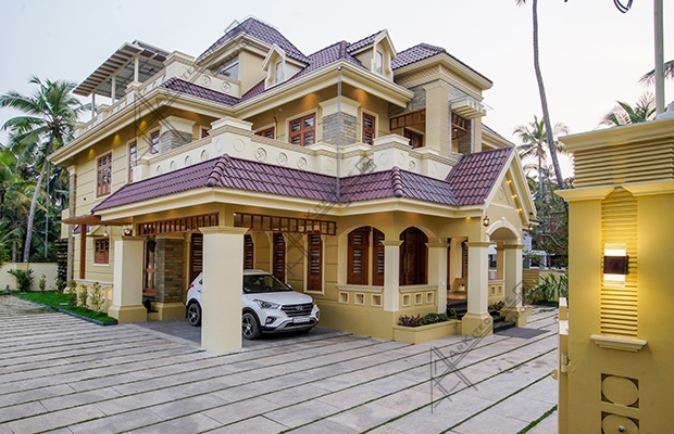 colonial house, leading kerala architect, khd, 5bhks house, home exterior