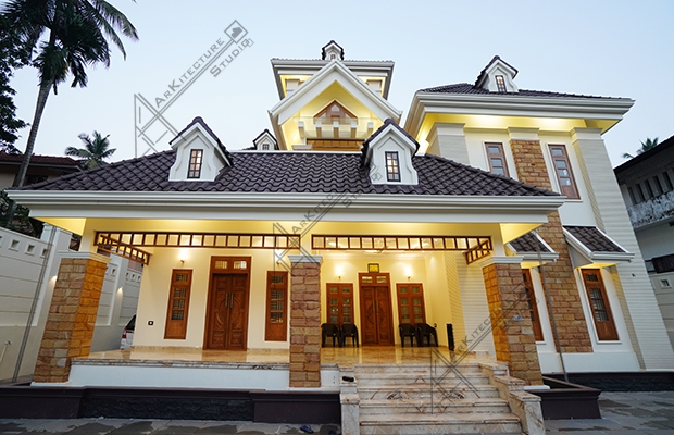 ,residential architect in calicut, big home in kerala, kerala house plans, beautiful Bungalow elevation 